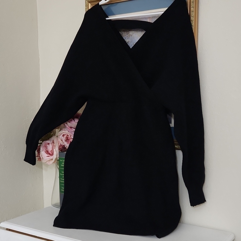 Romantic & Sexy Black Knit Sweater Dress XL Date Night Concert Festival - Picture 3 of 6